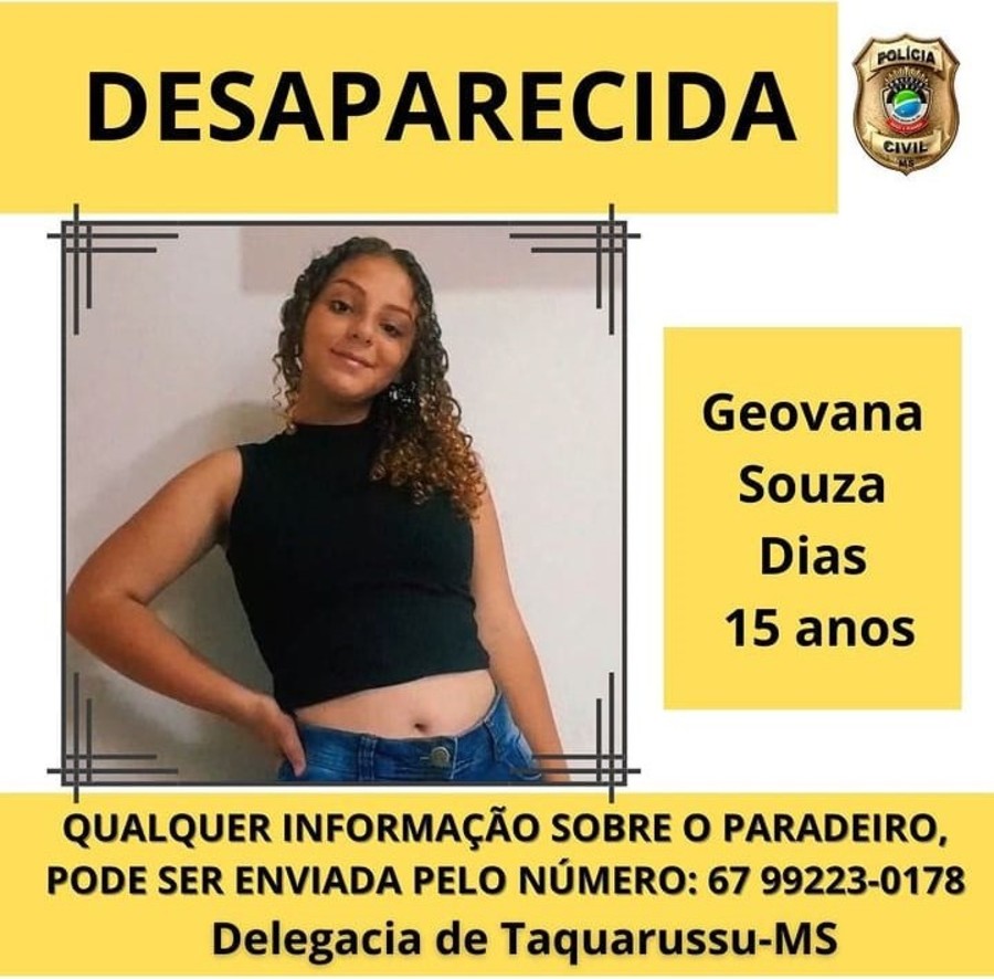 Left or right jovem desaparecida em taquarussu dia 10 de julho
