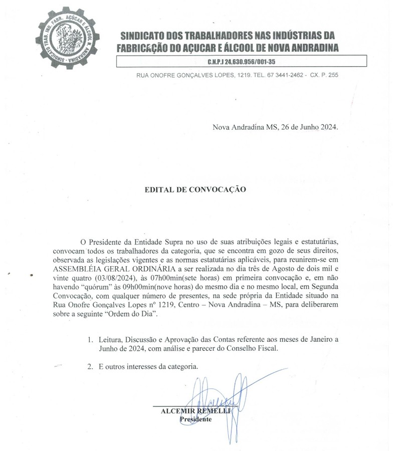 Center edital remelli dia 26 de julho